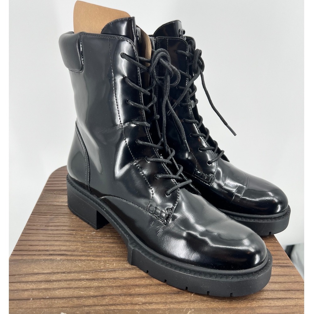 Coach Leighton Leather Combat Boots Black Lace Up Platform NWT Women's 8.5 CX027
